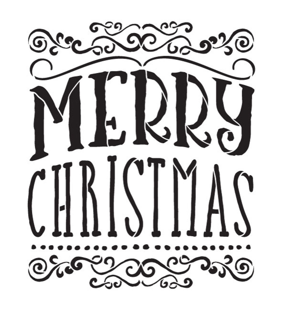 Merry Christmas - Whimsical Swirls  - Word Art Stencil - 17" x  19" - STCL1413_3 by StudioR12