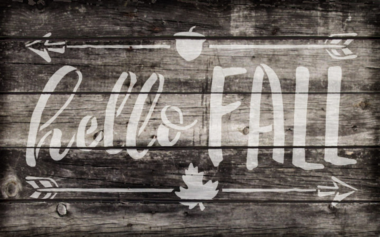 Hello Fall - Shabby Chic - Word Art Stencil - 12" x 7" - STCL1453_2 by StudioR12