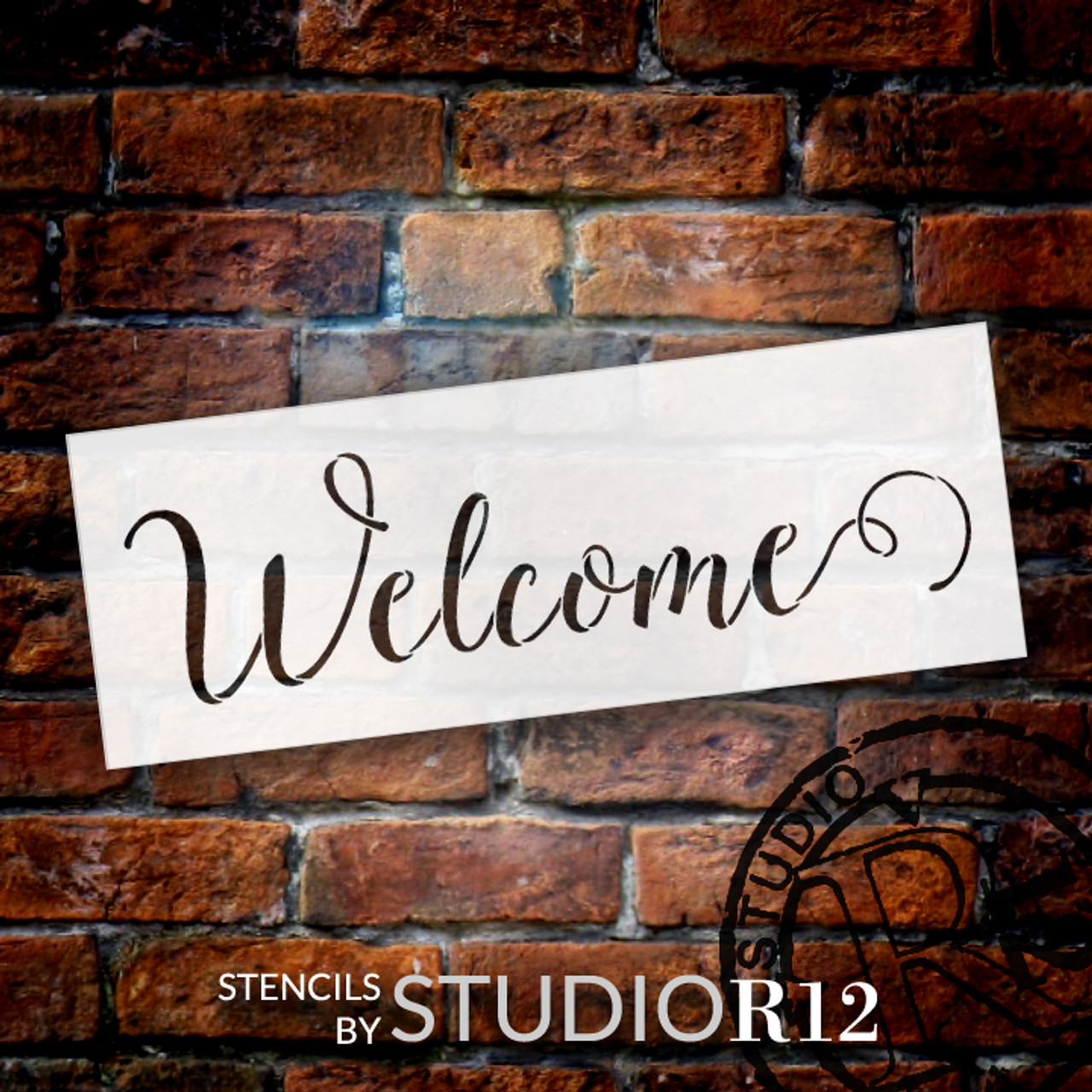 Welcome  Word Stencil by StudioR12 - Sunny Script - 11" x 4" - STCL1438_1