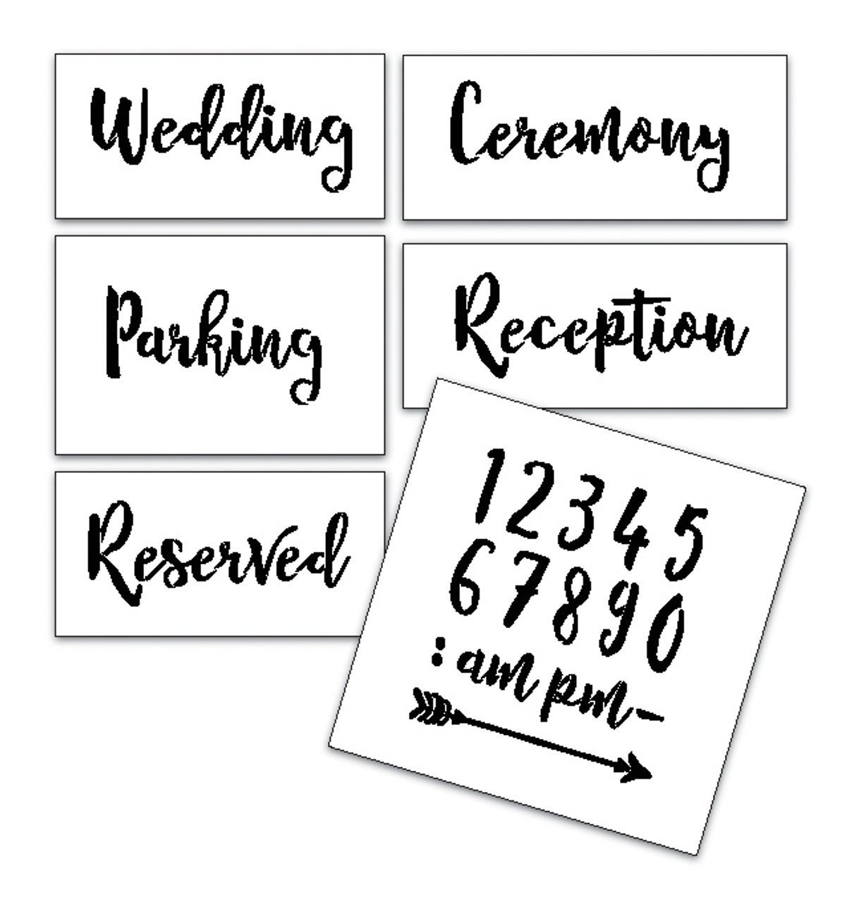 Wedding Stencil Words - Locations - Rustic Script 6pc Jumbo Set - STCL1591_4 by StudioR12