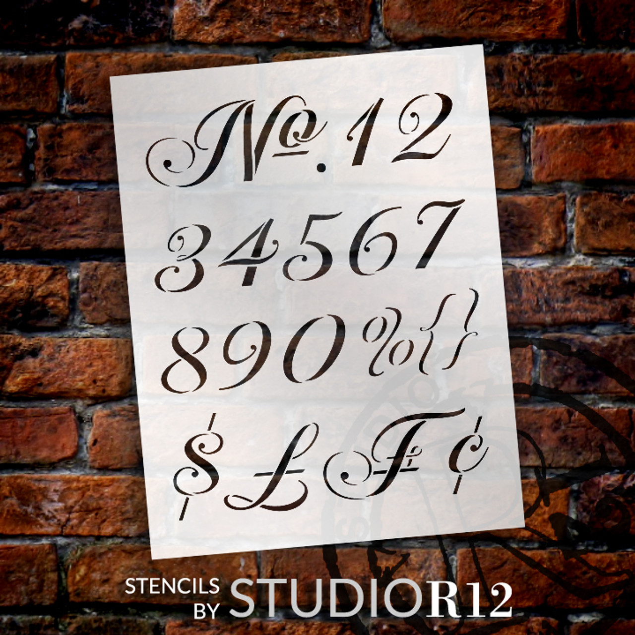 Elegant Vintage Numbers Stencil - 8 1/2" x 11" - STCL1043_1- by StudioR12