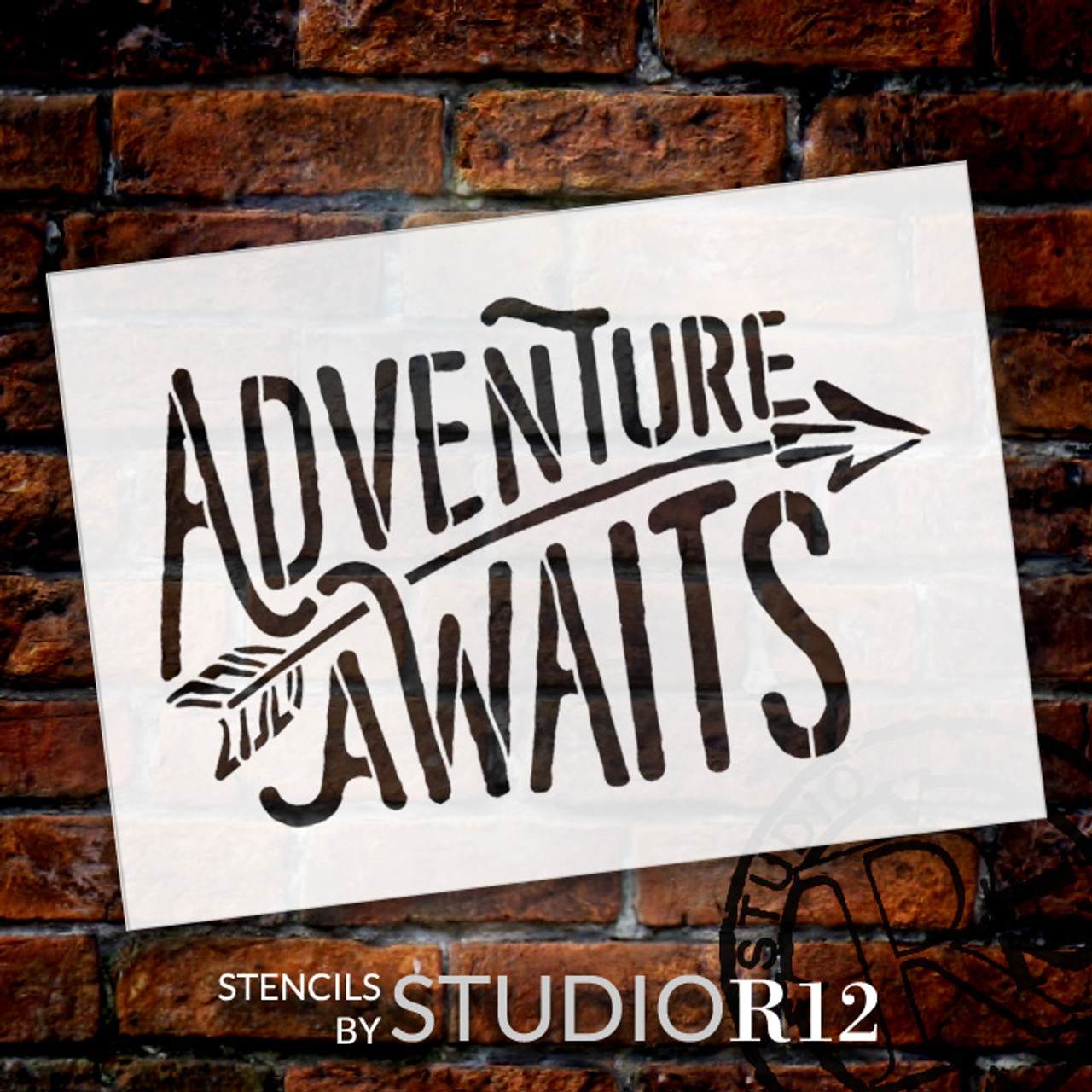 Adventure Awaits - Rustic Curved - Word Art Stencil - 13" x 9" - STCL1751_3 - by StudioR12
