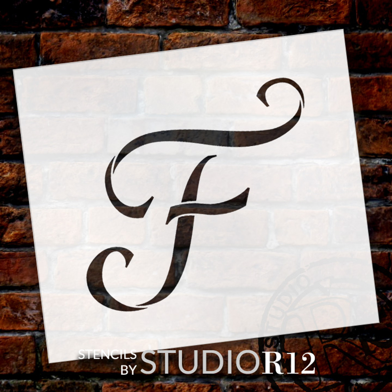 Graceful Monogram Stencil - F - 10" - STCL1906_4 - by StudioR12