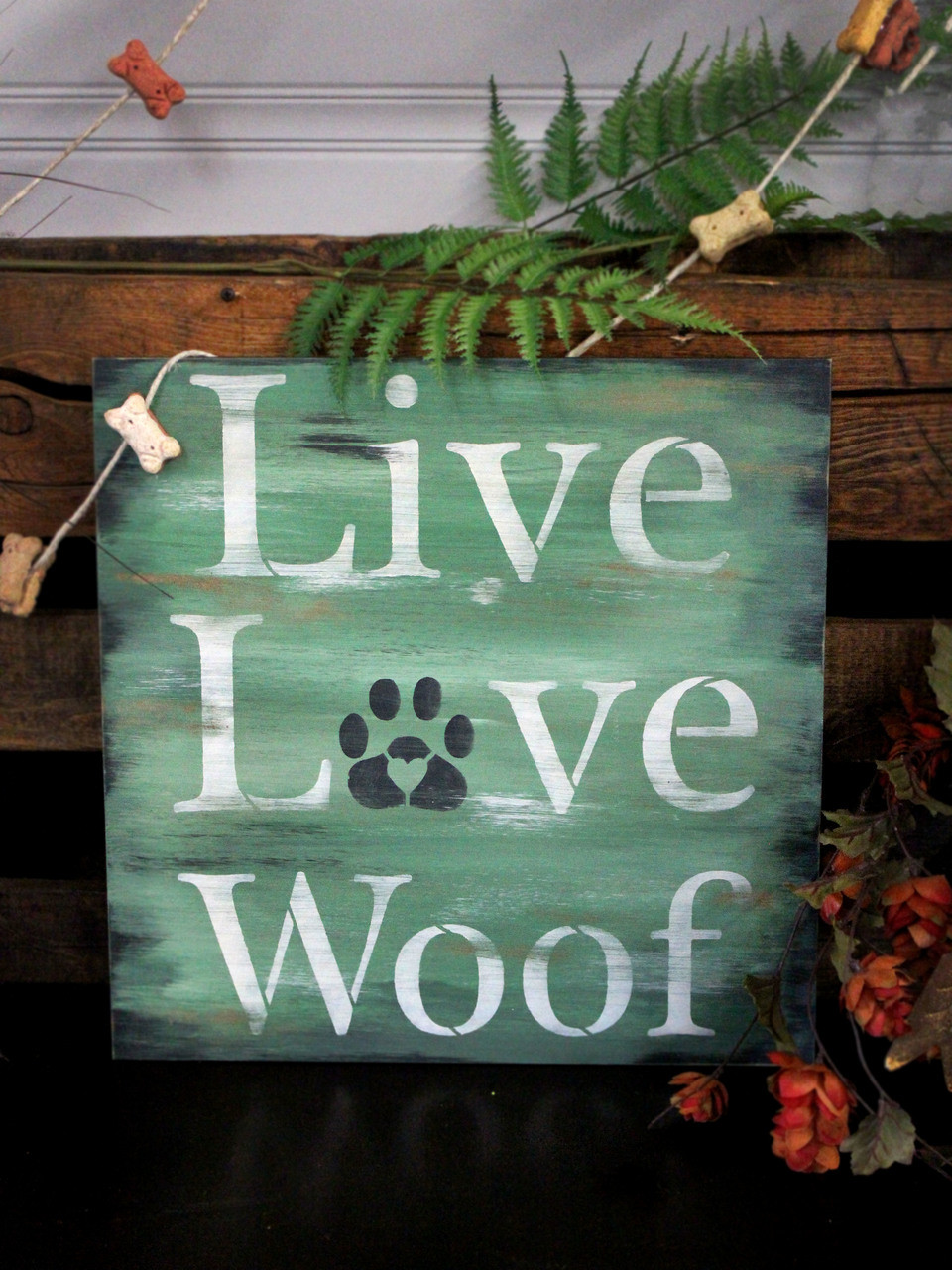 Live Love Woof - Word Art Stencil - 13" x 14" - STCL1895_3 - by StudioR12