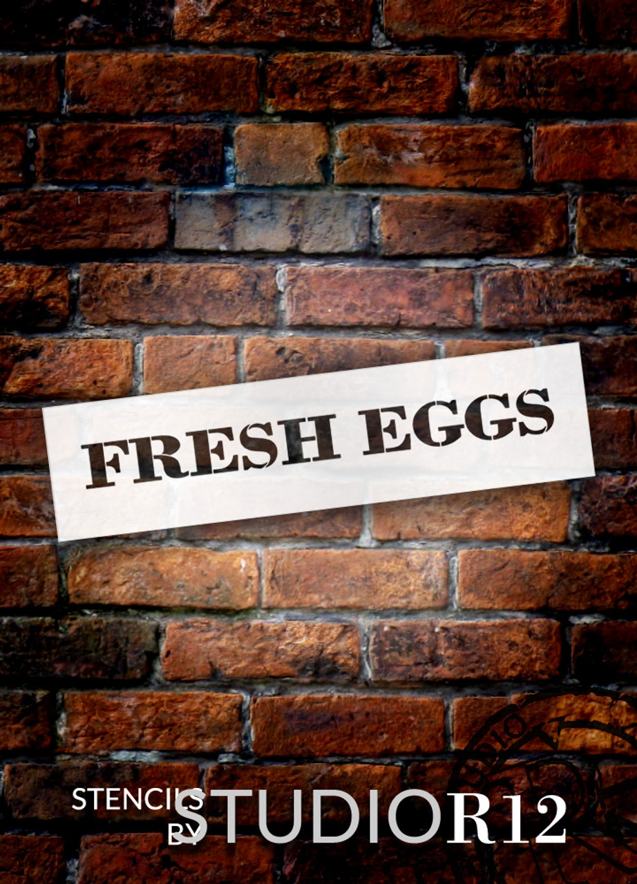 Fresh Eggs - Farmhouse Serif - Word Stencil - 15" x 3" - STCL1957_1 - by StudioR12