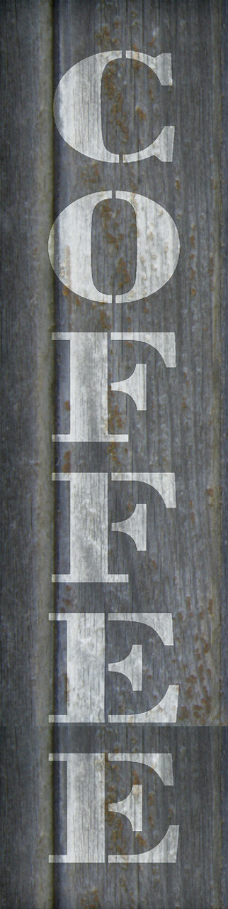 Coffee - Farmhouse Serif - Vertical - Word Stencil - 4" x 16" - STCL1966_2 - by StudioR12