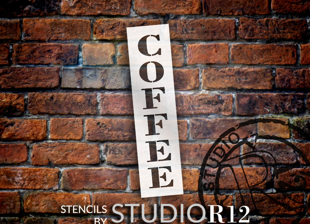 Coffee - Farmhouse Serif - Vertical - Word Stencil - 4" x 16" - STCL1966_2 - by StudioR12