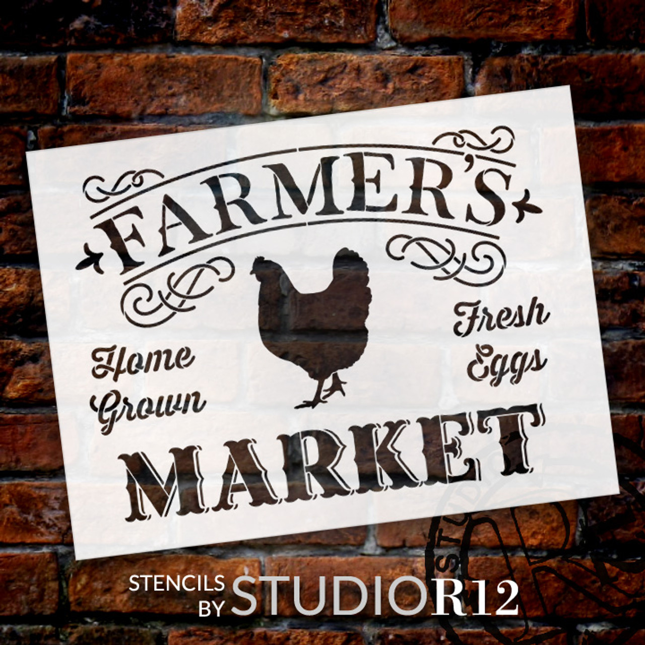 Farmer's Market - Word Art Stencil - 20" x 15" - STCL1971_2 - by StudioR12