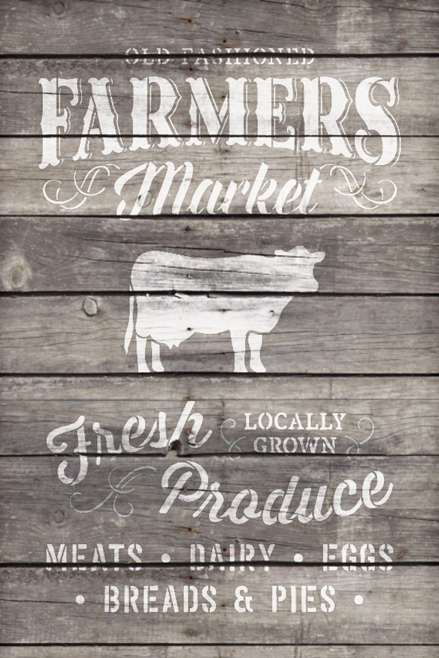 Old Fashioned Farmer's Market - Word Art Stencil - 12" x 18" - STCL1972_1 - by StudioR12