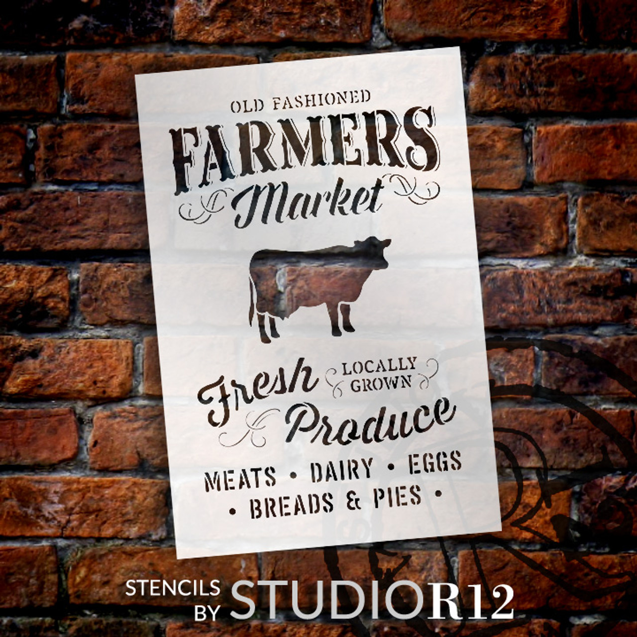 Old Fashioned Farmer's Market - Word Art Stencil - 19" x 27" - STCL1972_3 - by StudioR12