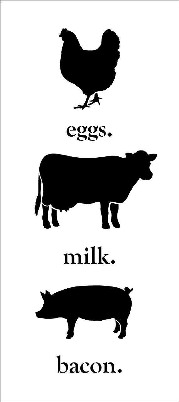 Eggs Milk Bacon - Word Art Stencil - 8" x 18" - STCL1975_1 - by StudioR12