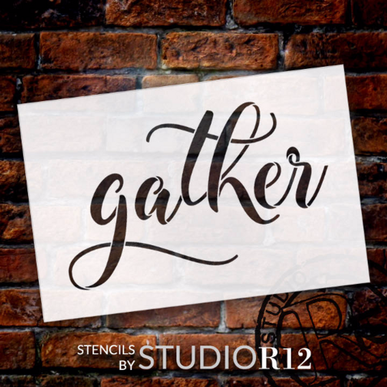 Gather - Elegant Hand Script - Word Stencil - 20" x 13" - STCL1985_4 - by StudioR12