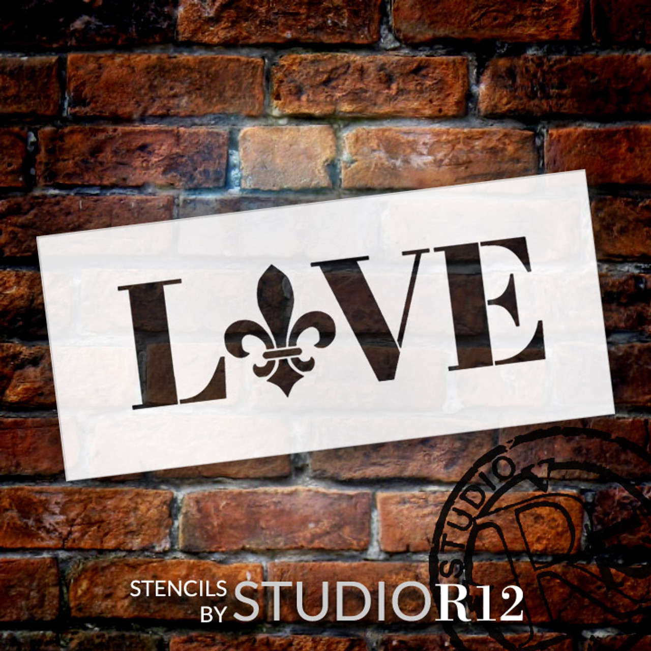 Love - Fleur-de-Lis Style - Word Art Stencil - 20" x 8" - STCL1989_4 - by StudioR12