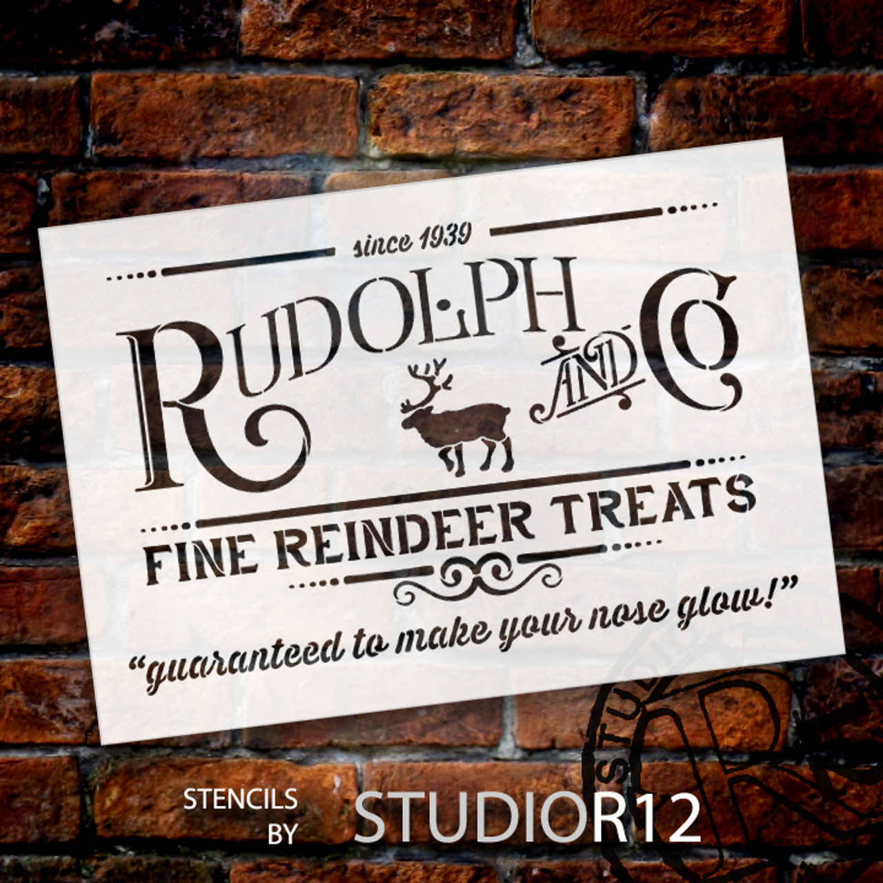 Rudolph and Co. Stencil by StudioR12 | Fine Reindeer Treats Christmas Word Art- 27" x 18" - STCL1538_4