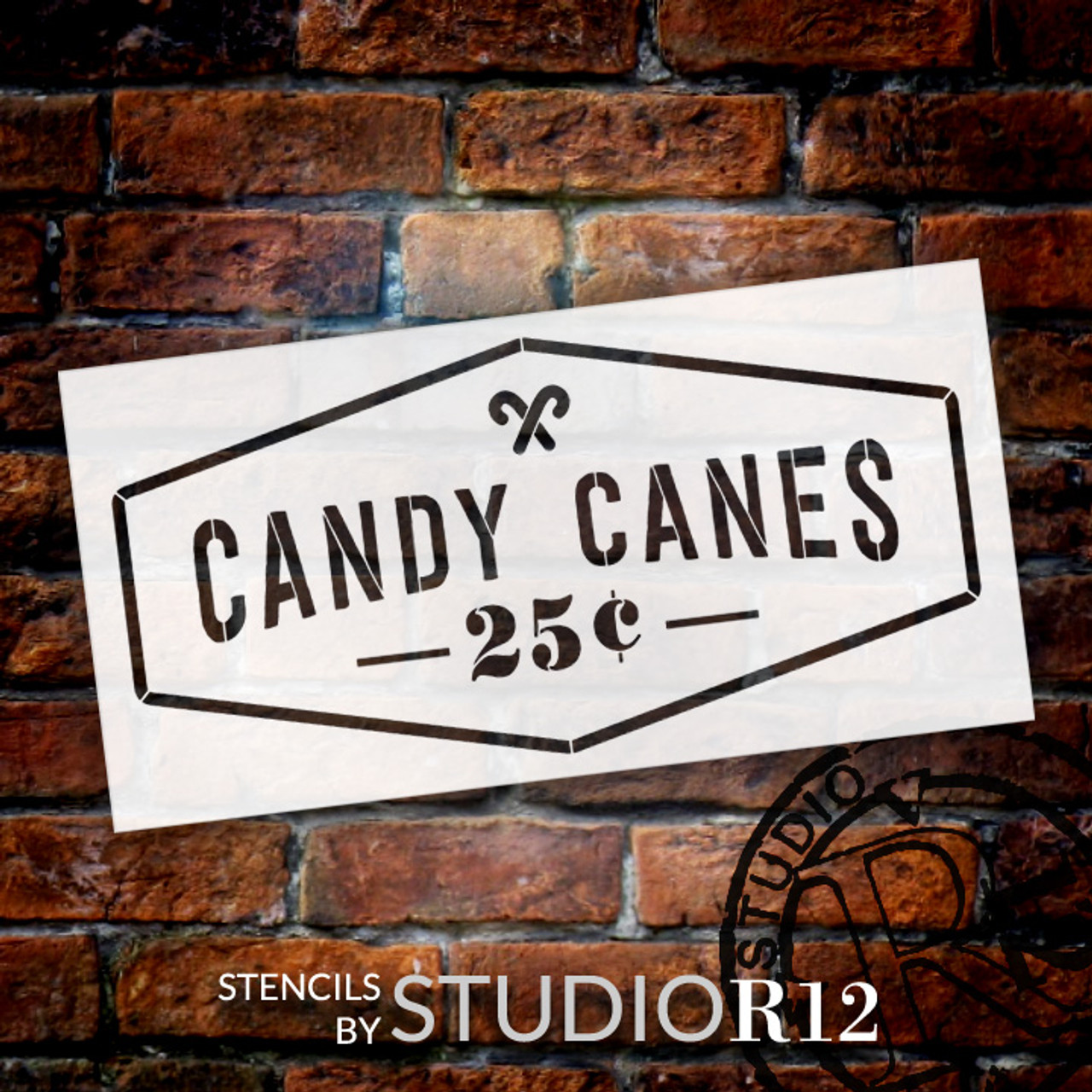 Candy Canes 25 Cents - Word Art Stencil - 16" x 8" - STCL2001_2 - by StudioR12