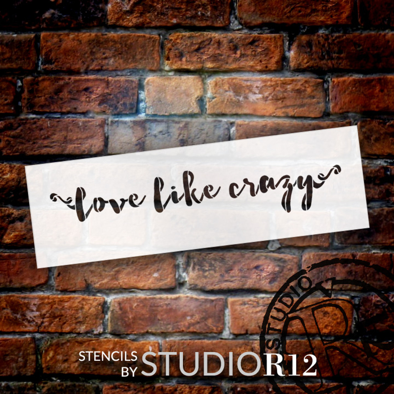 Love Like Crazy - Funky Script - Word Stencil - 16" x 5" - STCL1893_2 - by StudioR12