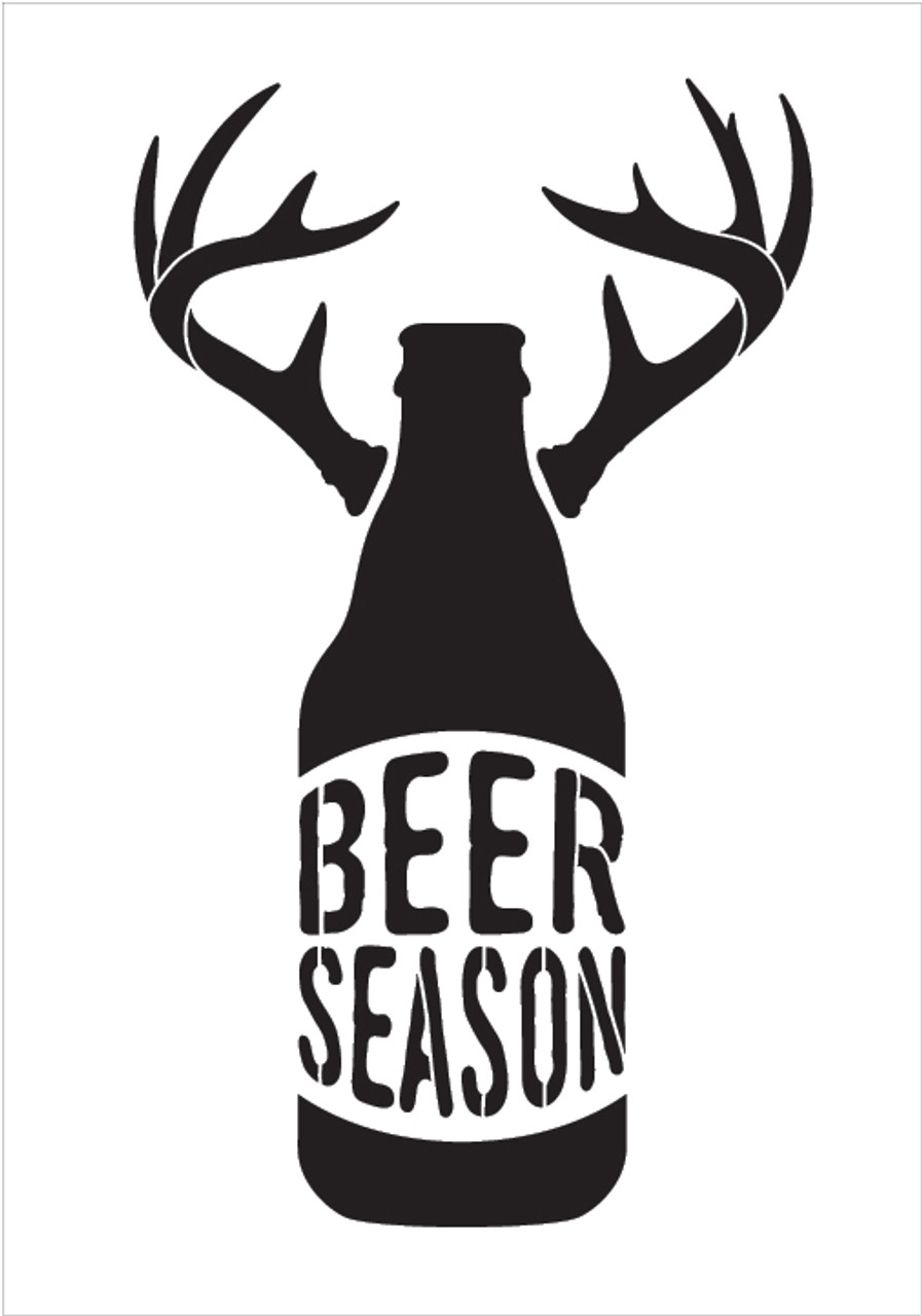 Beer Season - Bottle With Antlers - Word Art Stencil - 7" x 10" - STCL1883_1 - by StudioR12