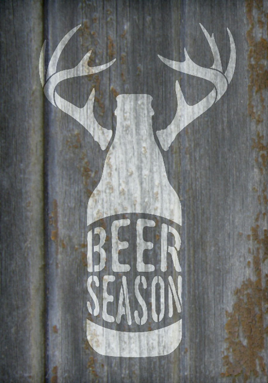 Beer Season - Bottle With Antlers - Word Art Stencil - 7" x 10" - STCL1883_1 - by StudioR12