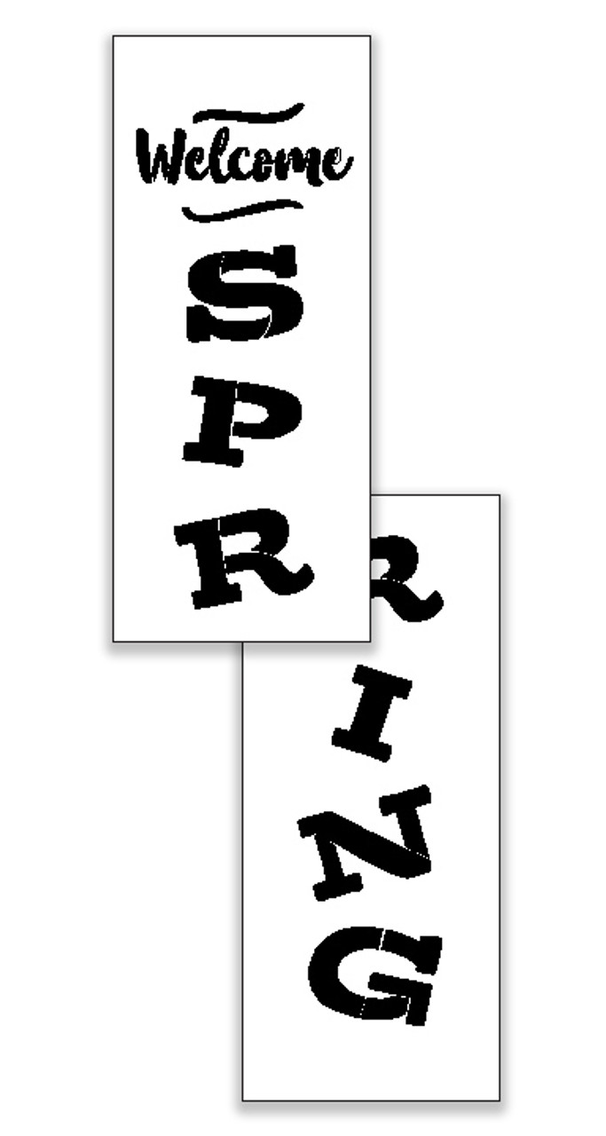 Welcome Spring - Vertical - Word Stencil - 6" x 24" - STCL1878_2 - by StudioR12