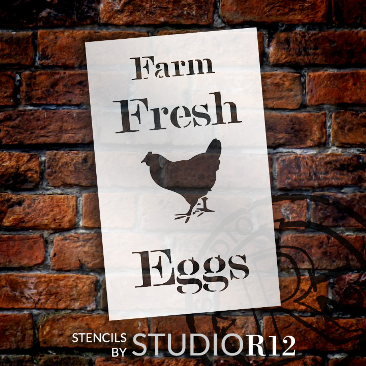 Farm Fresh Eggs - Chicken - Serif - Word Art Stencil - 8" x 13" - STCL2057_1 - by StudioR12