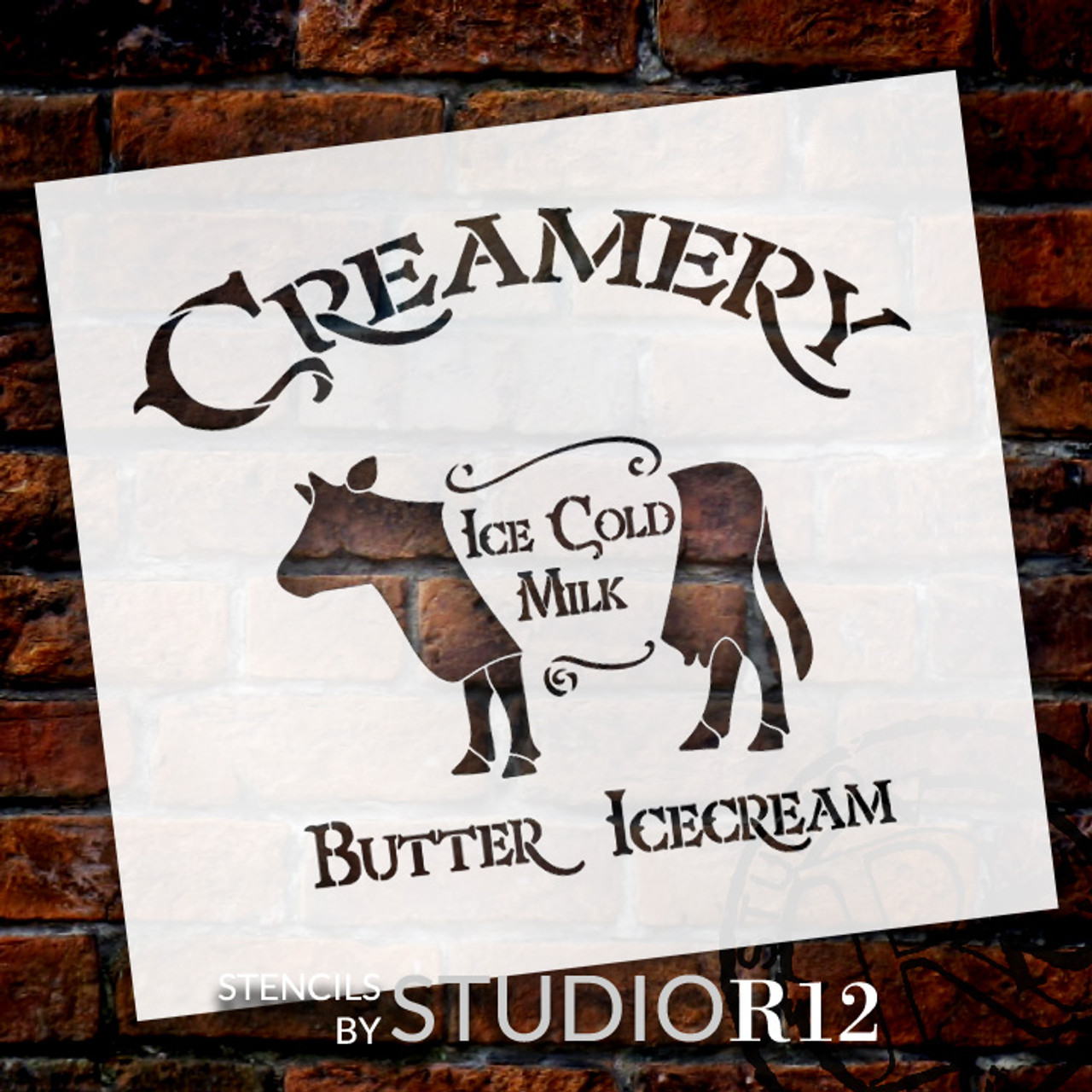 Creamery - Cow - Word Art Stencil - 18" x 16" - STCL2065_3 - by StudioR12