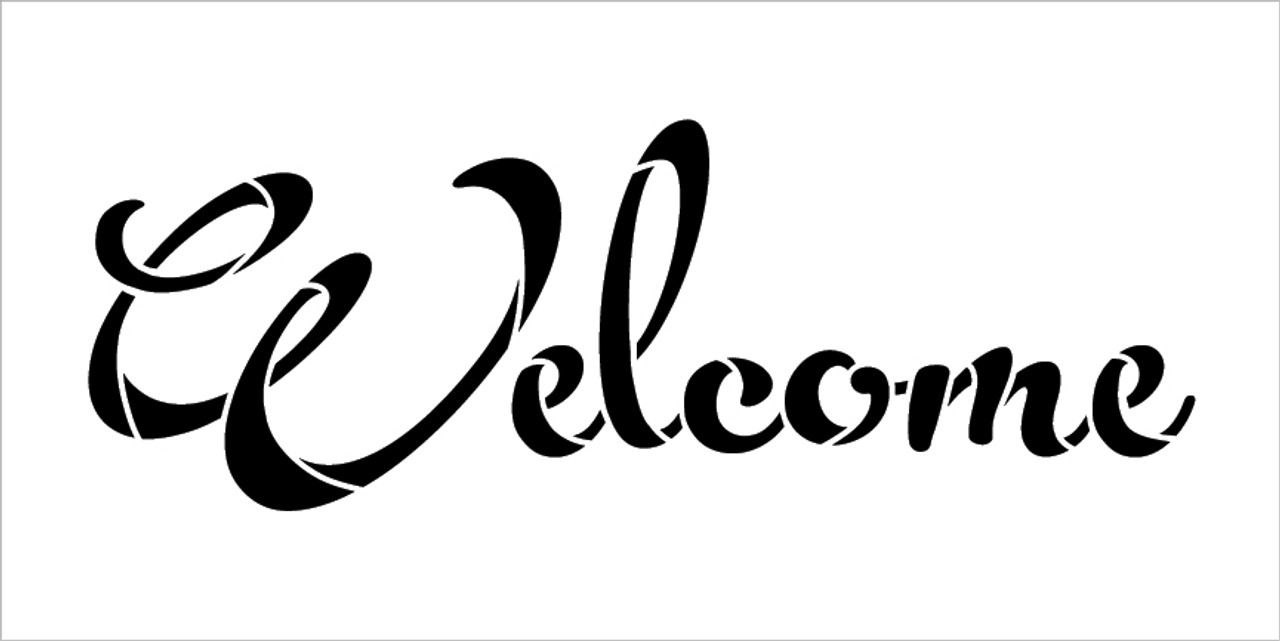 Welcome - Fun Script - Word Stencil - 20" x 8" - STCL2086_3 - by StudioR12