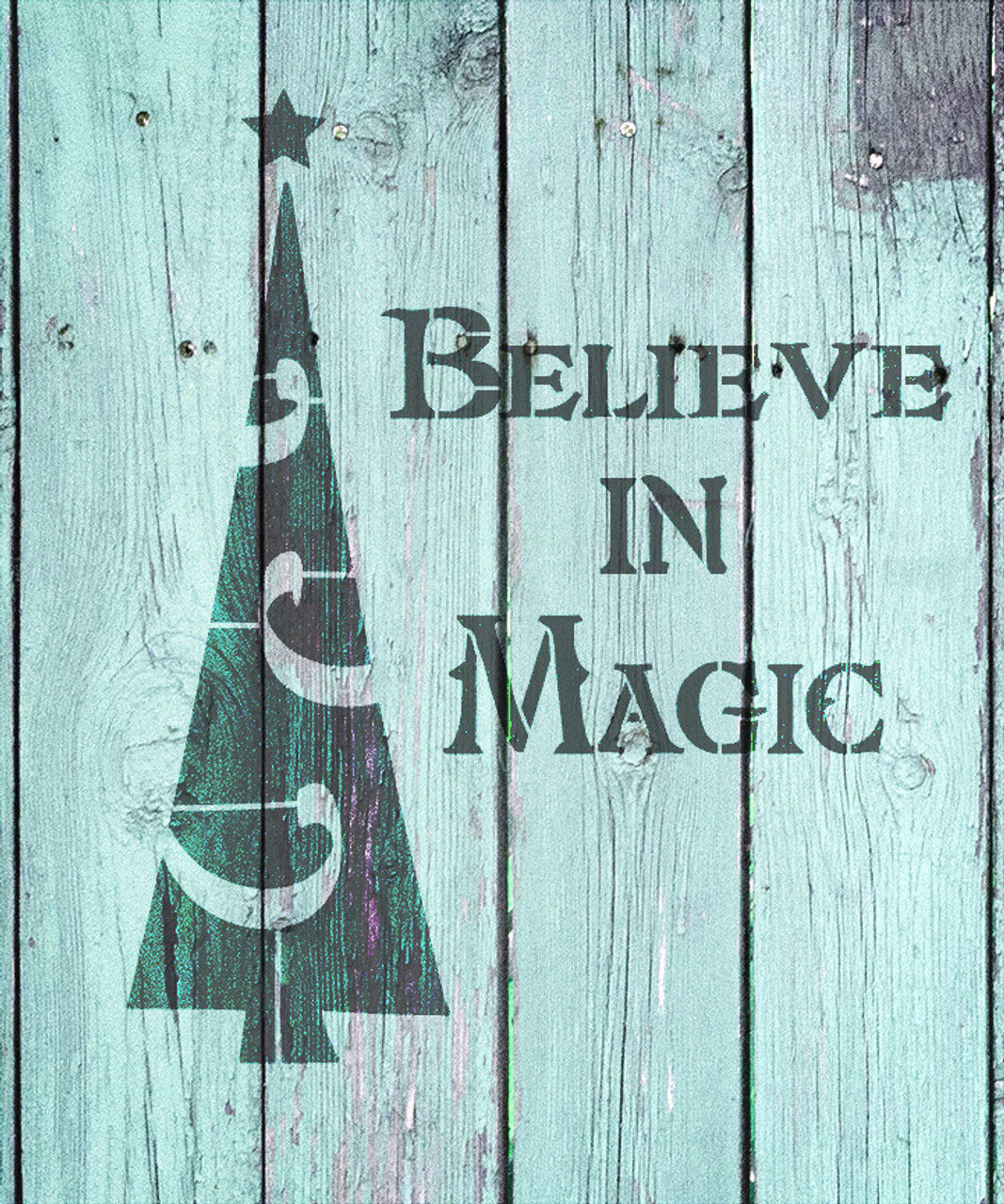 Believe In Magic - Funky Tree - Script - Word Art Stencil - 17" x 20" - STCL2092_3 - by StudioR12