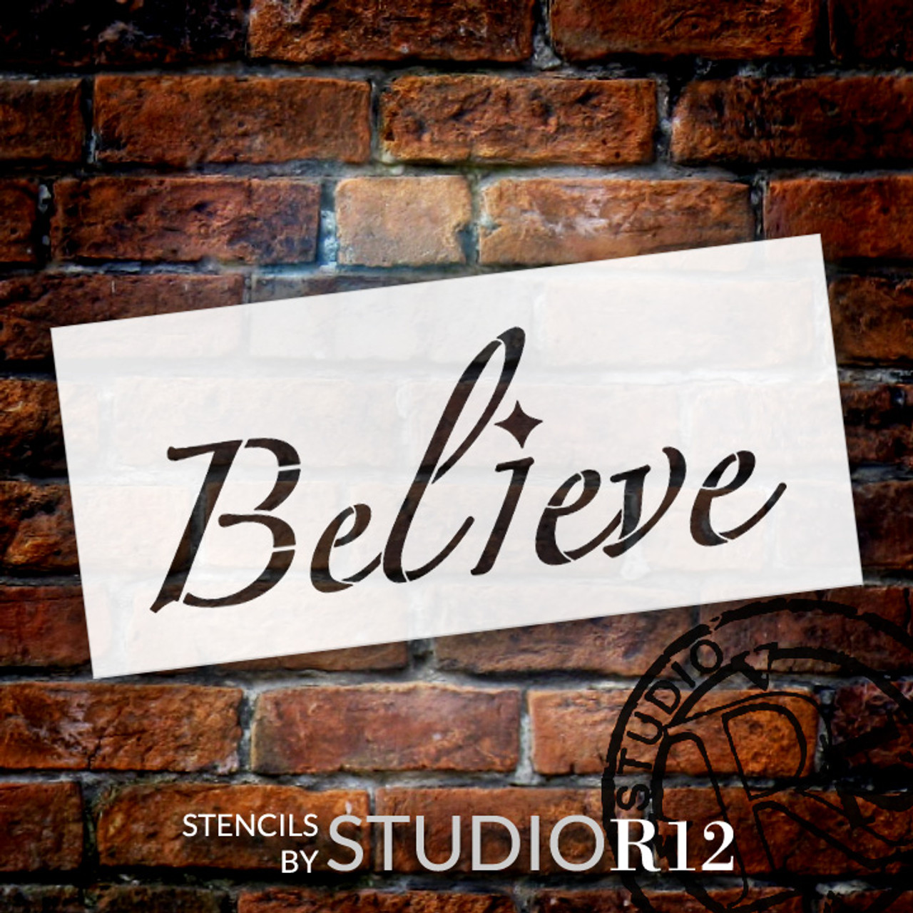 Believe - Elegant Script - Word Stencil - 24" x 11" - STCL2095_5 - by StudioR12