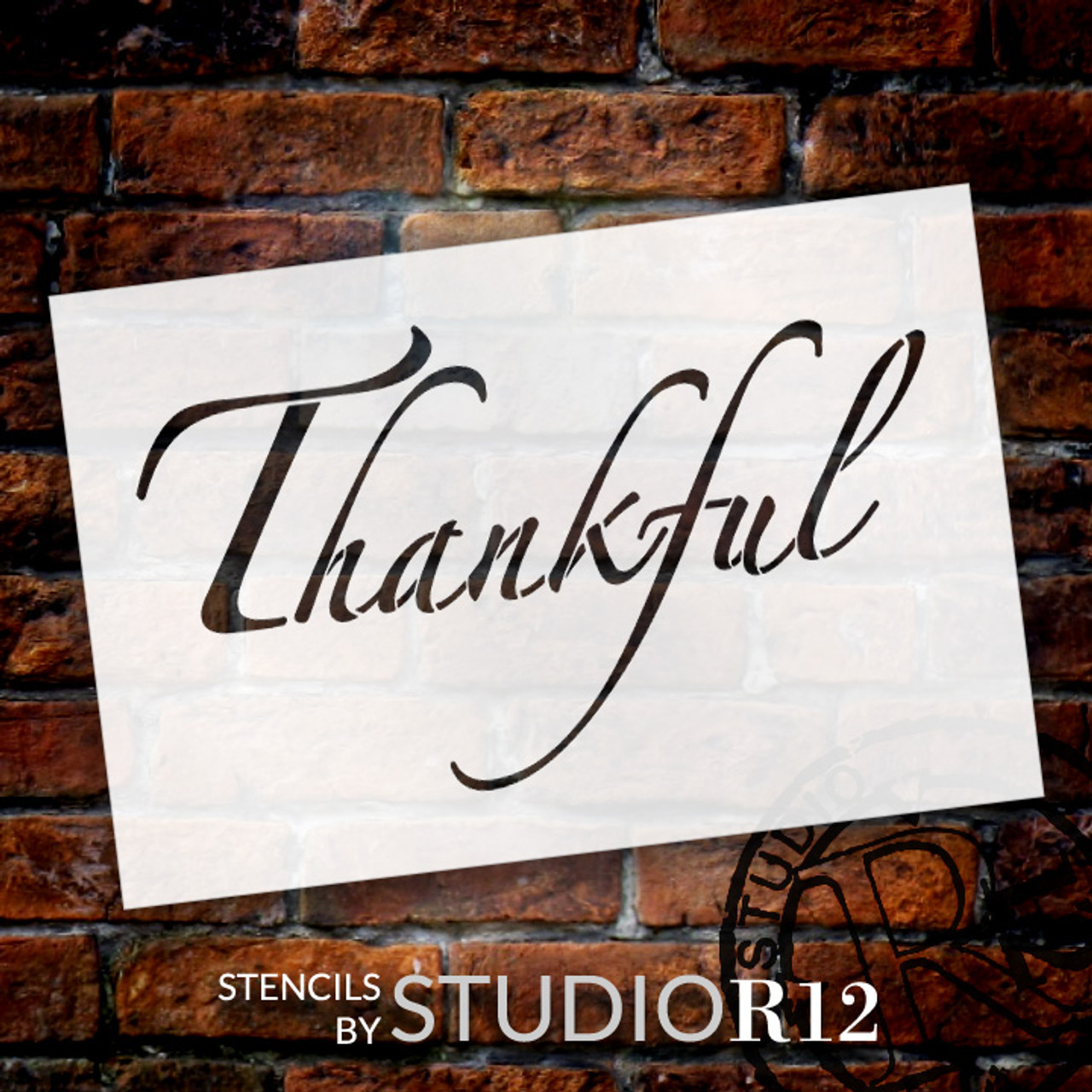 Thankful - Elegant Script - Word Stencil - 30" x 18" - STCL2099_5 - by StudioR12