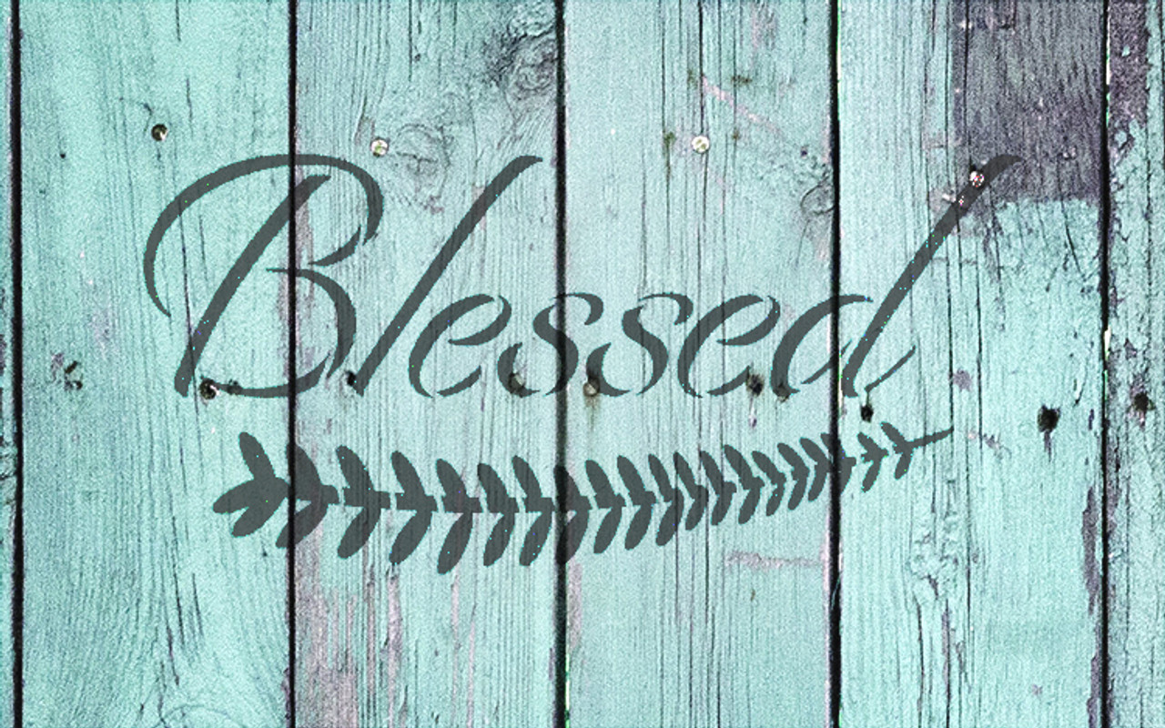 Blessed - Elegant - Leaf - Word Art Stencil - 20" x 11" - STCL2104_4 - by StudioR12
