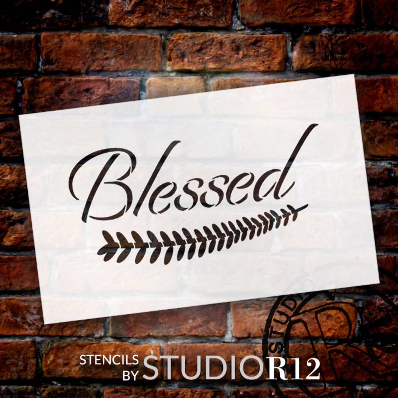 Blessed - Elegant - Leaf - Word Art Stencil - 24" x 13" - STCL2104_5 - by StudioR12