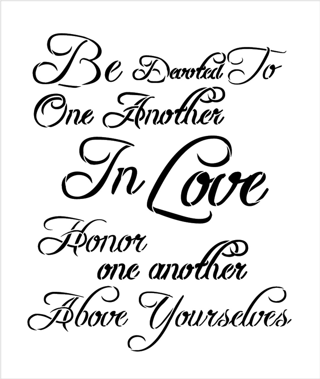 Be Devoted To One Another - Fancy Script - Word Stencil - 14" x 16" - STCL1863_2 - by StudioR12