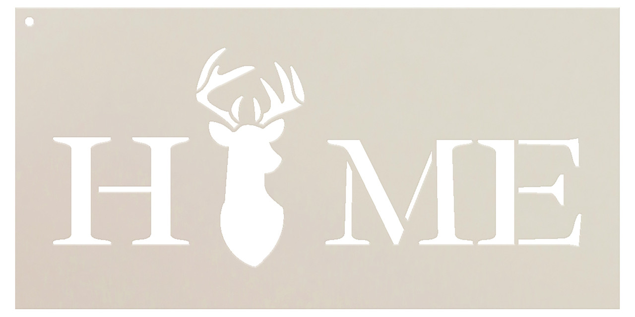 Home Stencil with Deer & Antlers StudioR12 | Modern Country Word Art for Kitchen | DIY Rustic Farmhouse Decor | Craft & Paint Wood Signs | Reusable Mylar Template | Select Size (11" x 6")