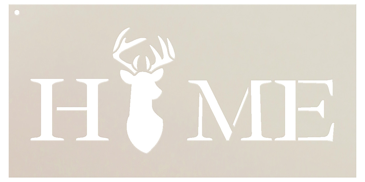 Home Stencil with Deer & Antlers StudioR12 | Modern Country Word Art for Kitchen | DIY Rustic Farmhouse Decor | Craft & Paint Wood Signs | Reusable Mylar Template | Select Size (16" x 8")