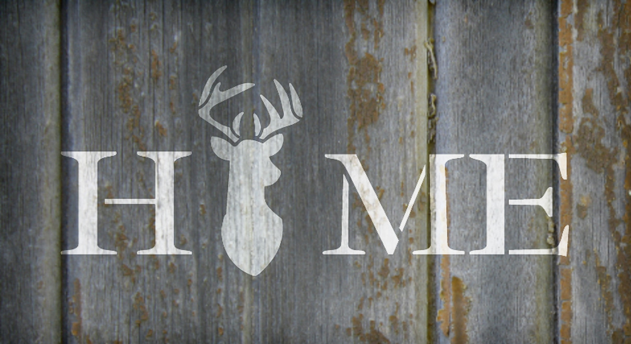 Home Stencil with Deer & Antlers StudioR12 | Modern Country Word Art for Kitchen | DIY Rustic Farmhouse Decor | Craft & Paint Wood Signs | Reusable Mylar Template | Select Size (30" x 14")