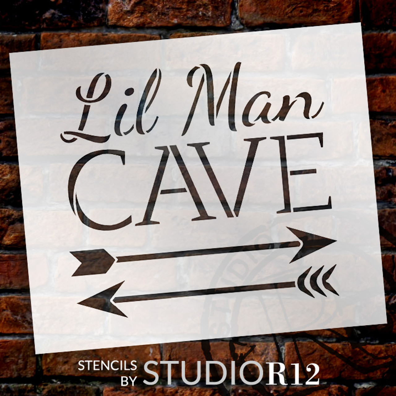Lil Man Cave - Arrows - Word Art Stencil - 7" x 7" - STCL1838_1 - by StudioR12
