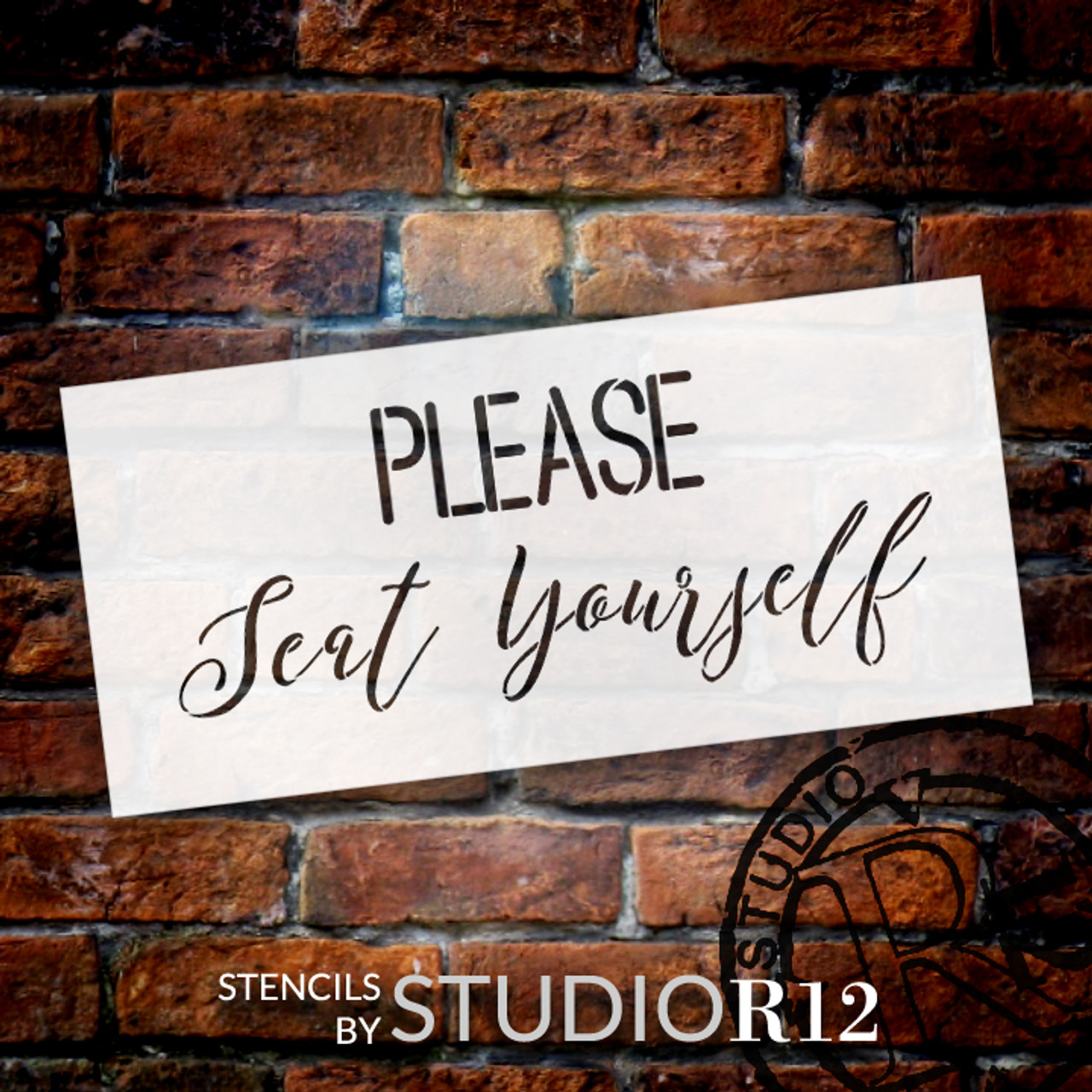 Please Seat Yourself - Simple & Script - Word Stencil - 30" x  14" - STCL2159_5 - by StudioR12