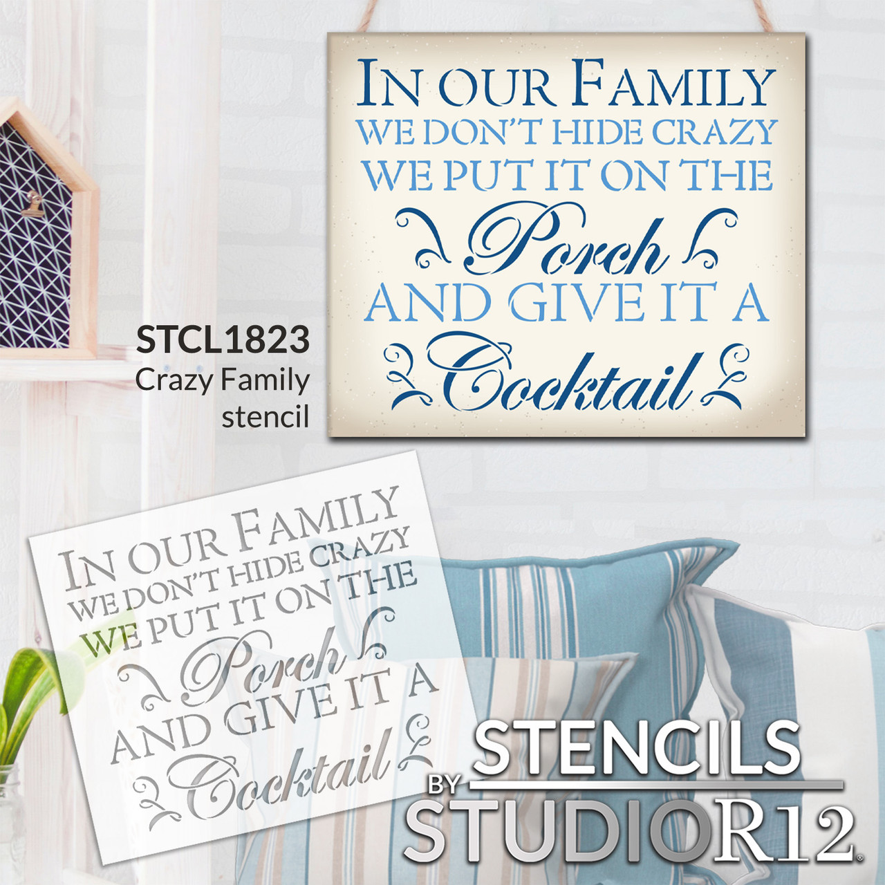 Crazy Family - Word Stencil - 13" x 11" - STCL1823_2 - by StudioR12
