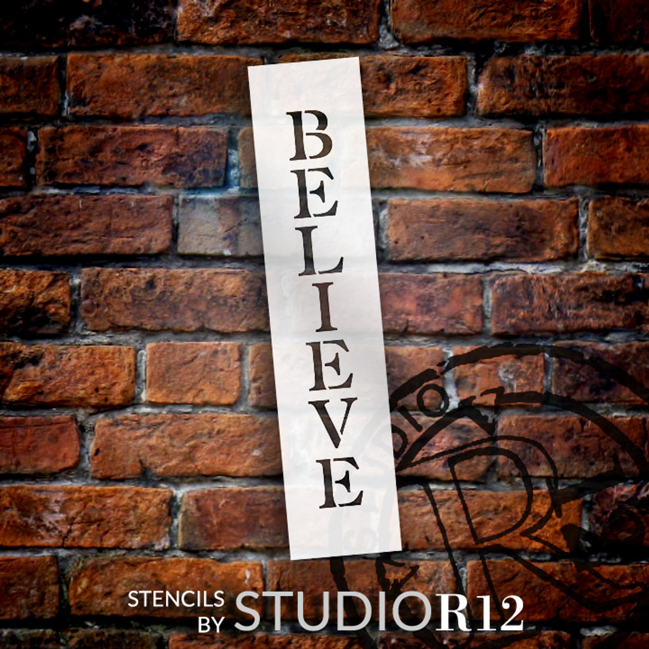 Believe - Vertical - Word Stencil - 3" x 12" - STCL1819_2 - by StudioR12