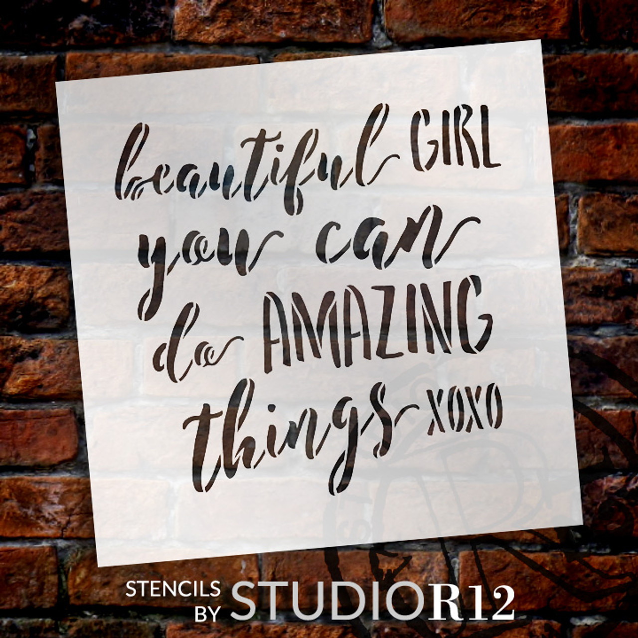 Beautiful Girl - Word Stencil - 12" x 12" - STCL1818_2 - by StudioR12