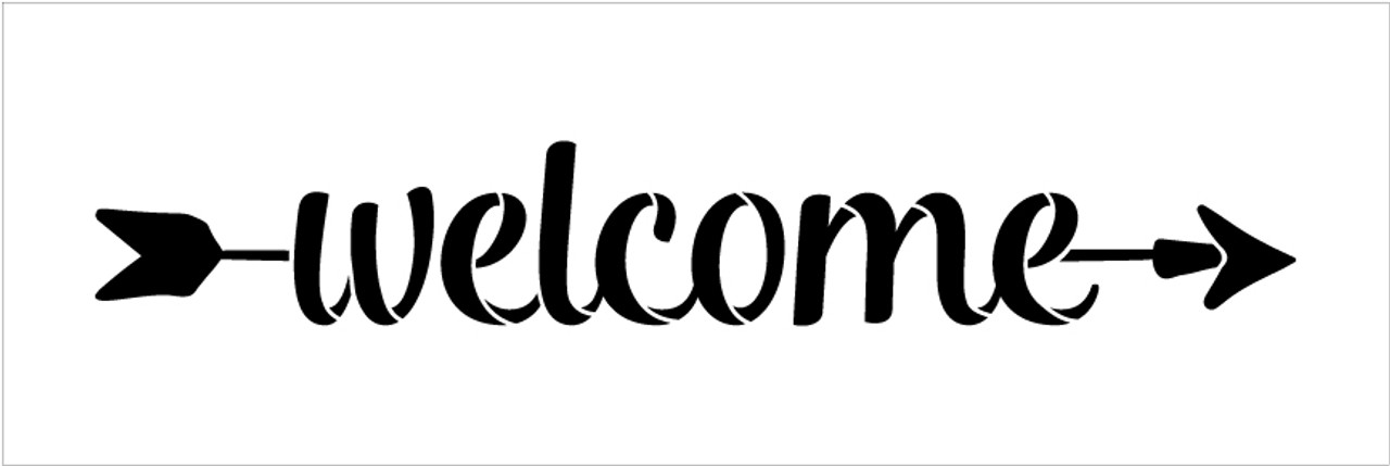 Welcome - Simple Script - Arrow - Word Art Stencil - 24" x 7" - STCL2179_4 - by StudioR12