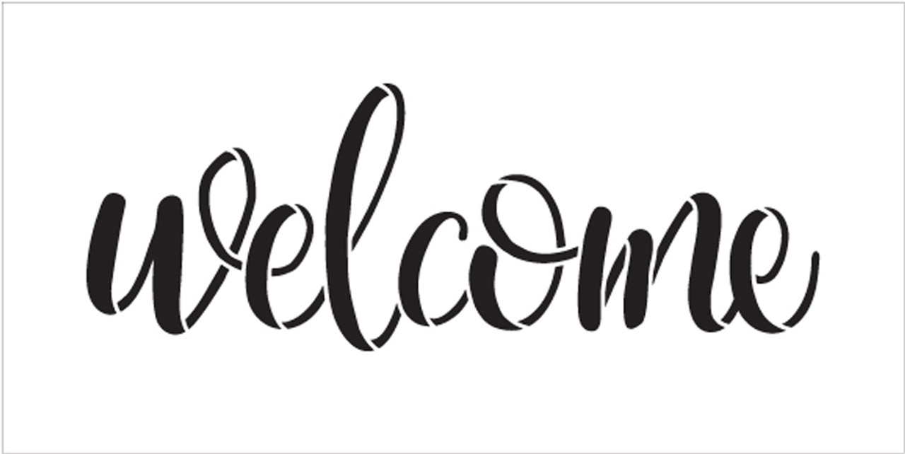 Welcome -Side Script - Word Stencil - 14" x 6" - STCL1493_3 - by StudioR12