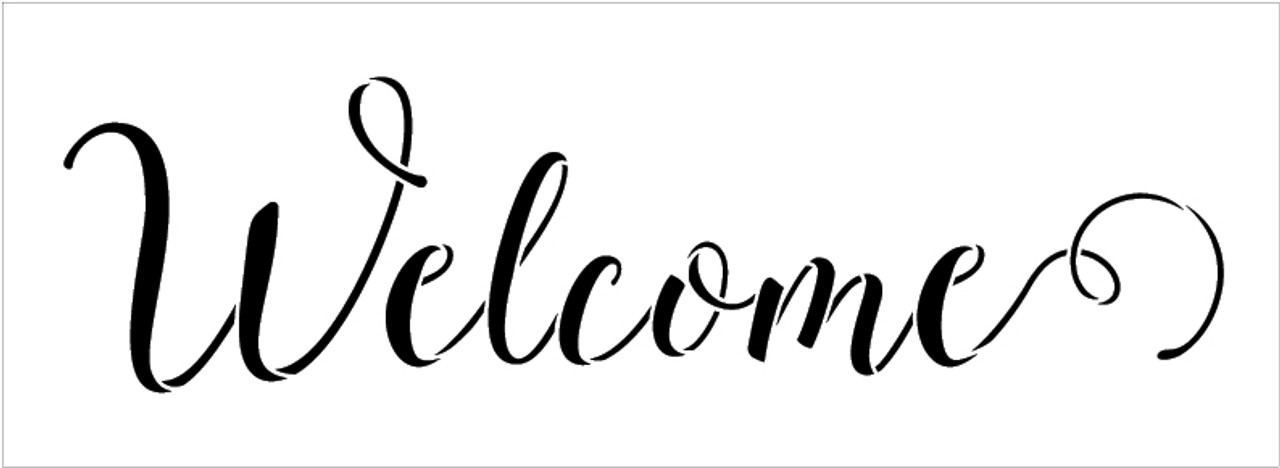 Welcome  Word Stencil by StudioR12 - Sunny Script - 24" x 8" - STCL1438_5