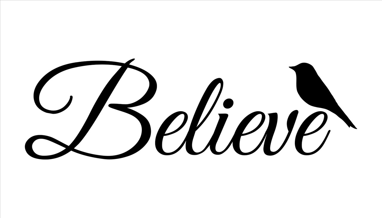 Believe Word Stencil with Bird by StudioR12 -  Faith & Inspiration Word Art - 20" x 8" - STCL2412_3