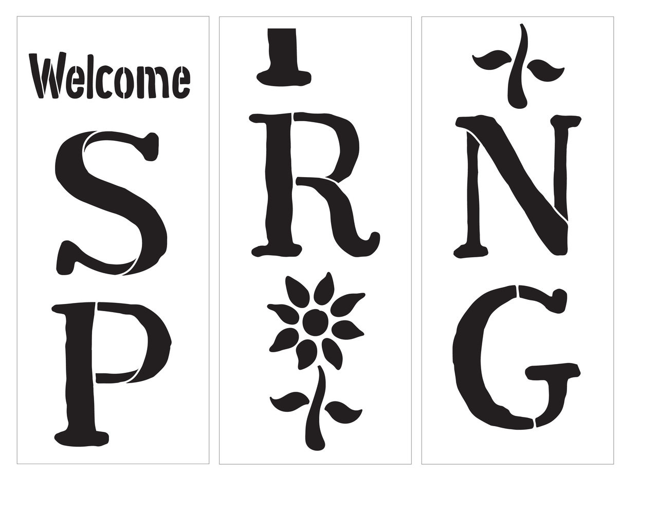 Welcome Spring Stencil with flower - 3 Part by StudioR12 -  Porch Sign Word Art - 12" x 28" - STCL2399_4