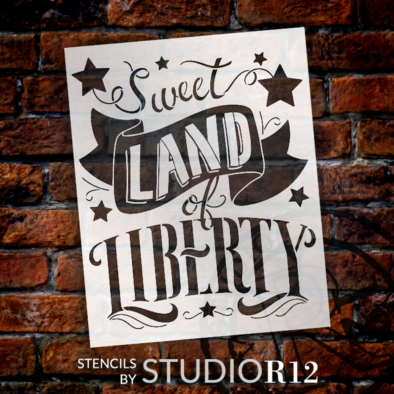 Sweet Land of Liberty Stencil - 2 Part - by StudioR12 -  Patriotic Word Art - 12" x 15" - STCL2414_2