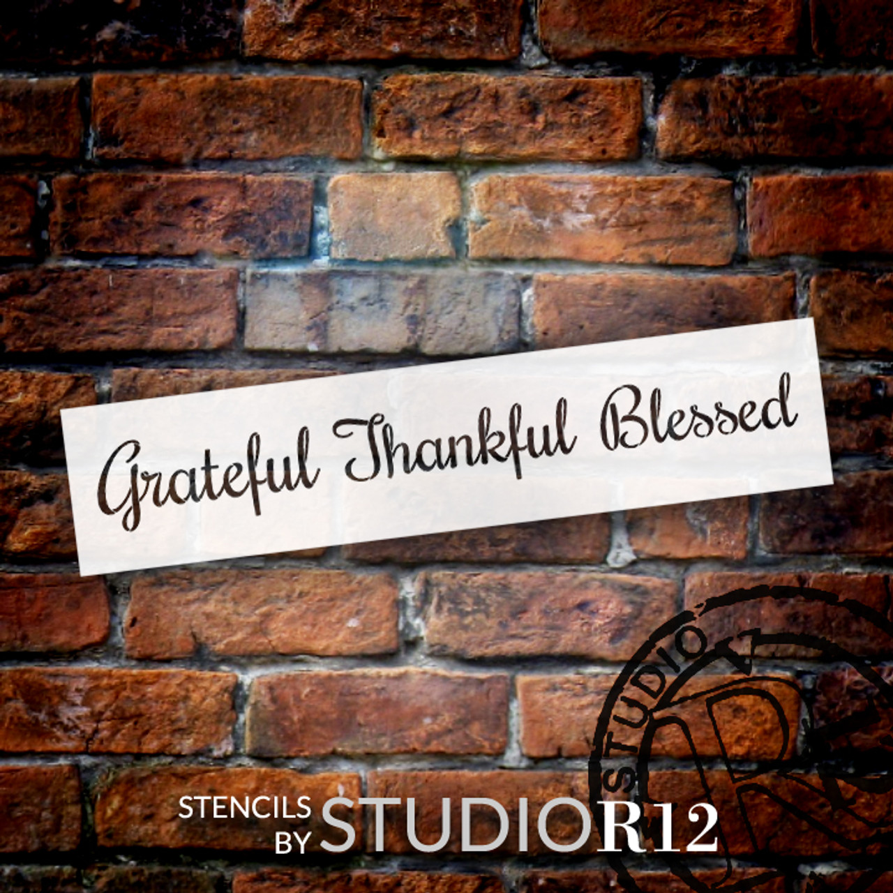 Grateful Thankful Blessed Stencil by StudioR12 -  Thanksgiving Word Art - 24" x 5" - STCL2233_2