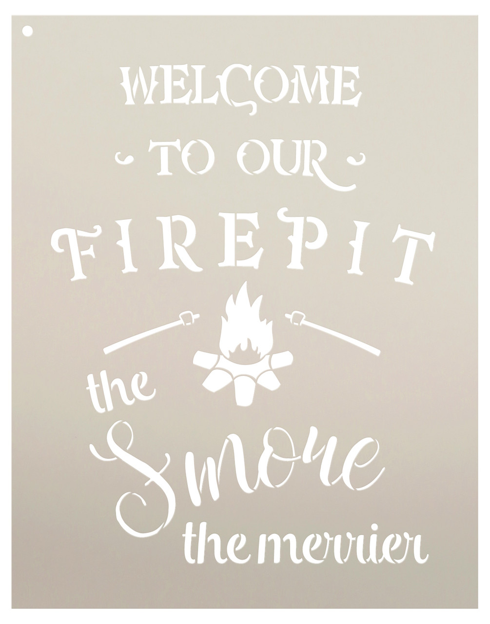 Welcome To Our Firepit Stencil - the Smore the Merrier by StudioR12 -  Fall Word Art - 11" x 14" - STCL2236_1