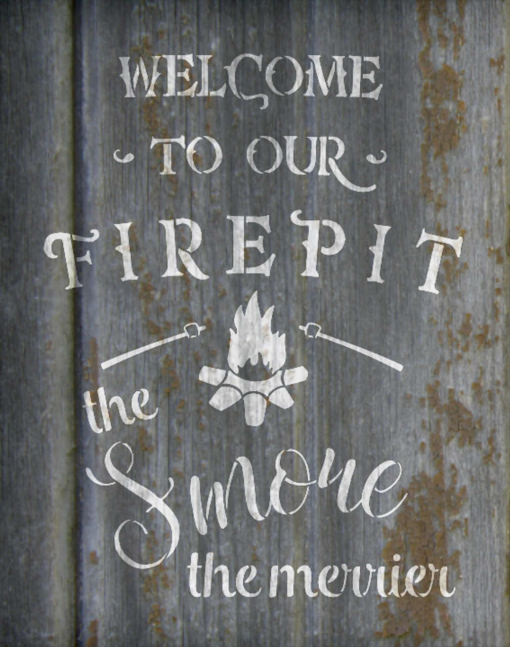 Welcome To Our Firepit Stencil - the Smore the Merrier by StudioR12 -  Fall Word Art - 11" x 14" - STCL2236_1