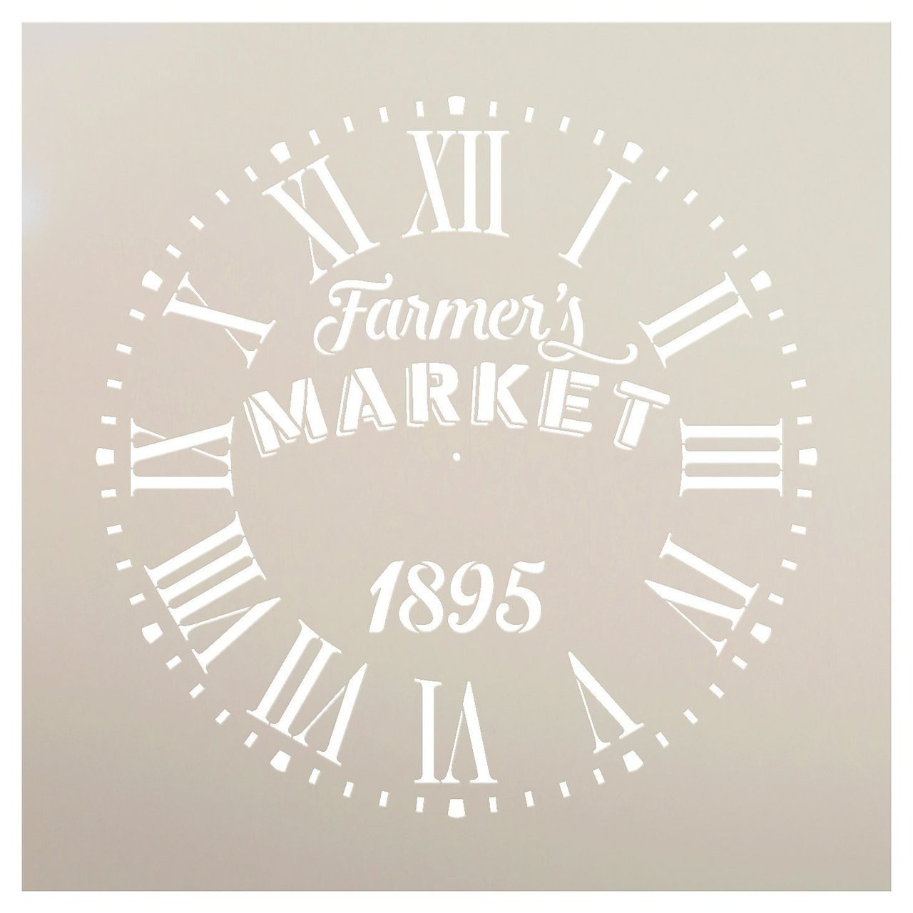 Round Clock Stencil Roman Numerals - Farmers Market Letters - DIY Painting Vintage Rustic Farmhouse Country Home Decor Walls - Select Size (20")